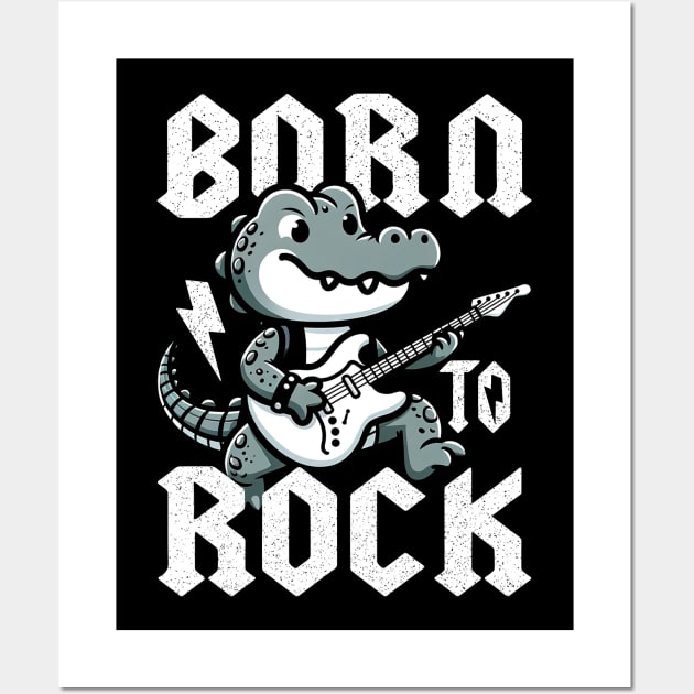 Alligator playing guitar rock Wall Art by MasutaroOracle